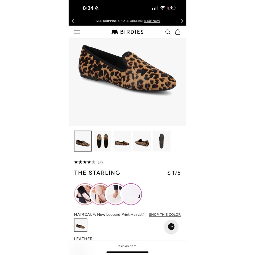 Birdies The Starling Women Leopard Print Calf Hair Loafer Flats‎ Shoes Size 8